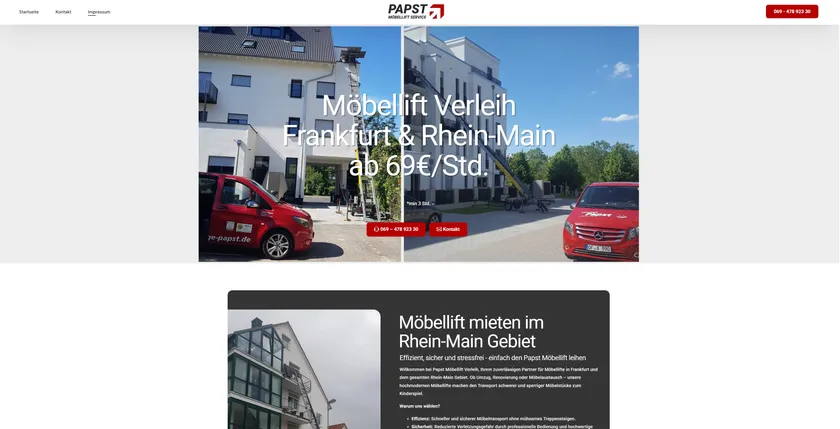 Papst Möbellift Website Screenshot