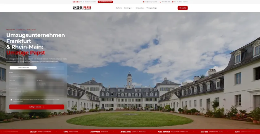 Umzüge Papst Website Screenshot